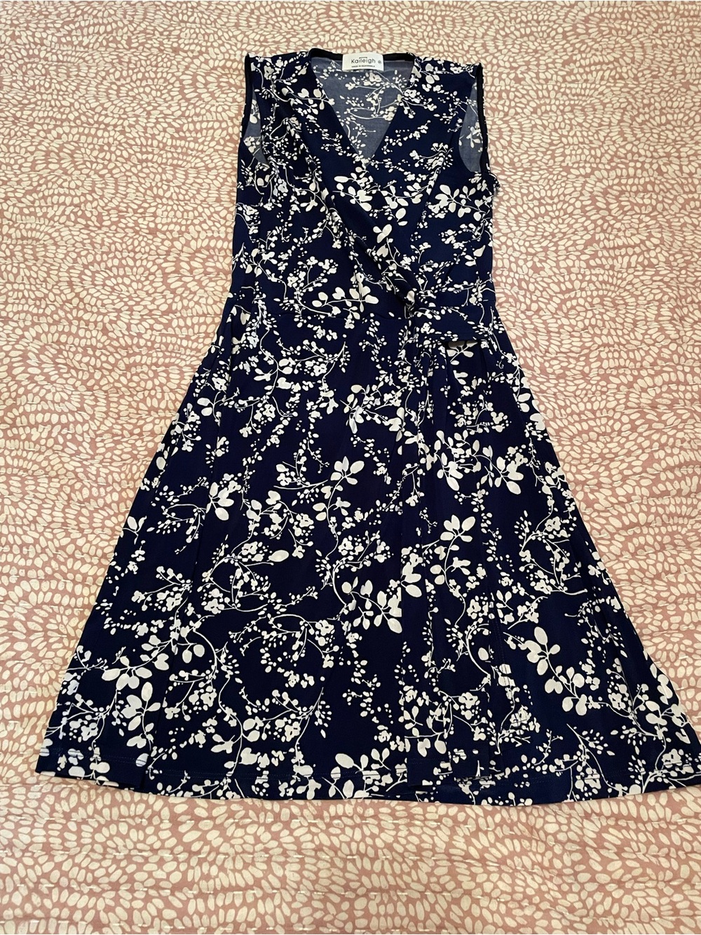 Kaileigh Navy and White Floral Midi Dress